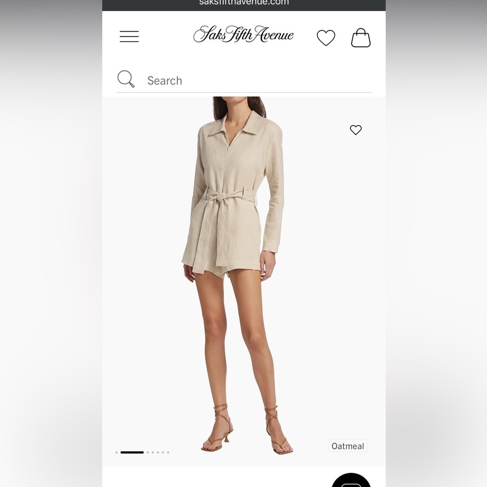 Rivet Utility Trendsetter Linen Tie Waist Jumpsuit Romper Small